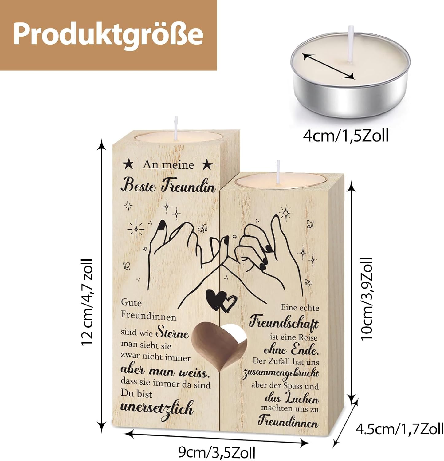 Gifts for Girlfriend, Personalised Candle Holder Gifts, Best Friend, Birthday Gift, Friendship Candlestick Gifts, BFF Gifts – Bild 6