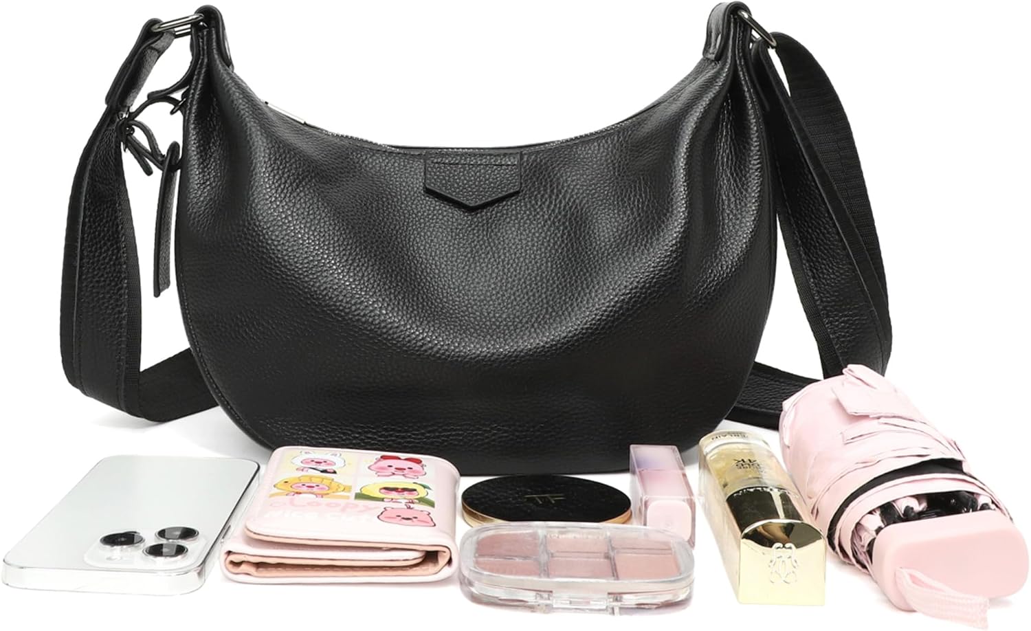 Micmores Genuine Leather Shoulder Bag Women's Medium Crossbody Bag Women's Handbag with Adjustable Shoulder Strap, Fashion Shoulder Bag, Crescent Moon Bag for Work, Travel, Daily Life – Bild 7
