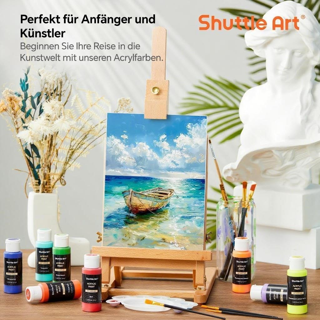 Shuttle Art 25 Colourful Acrylic Paint Set (60 ml Each) with Brush Set and – Bild 5