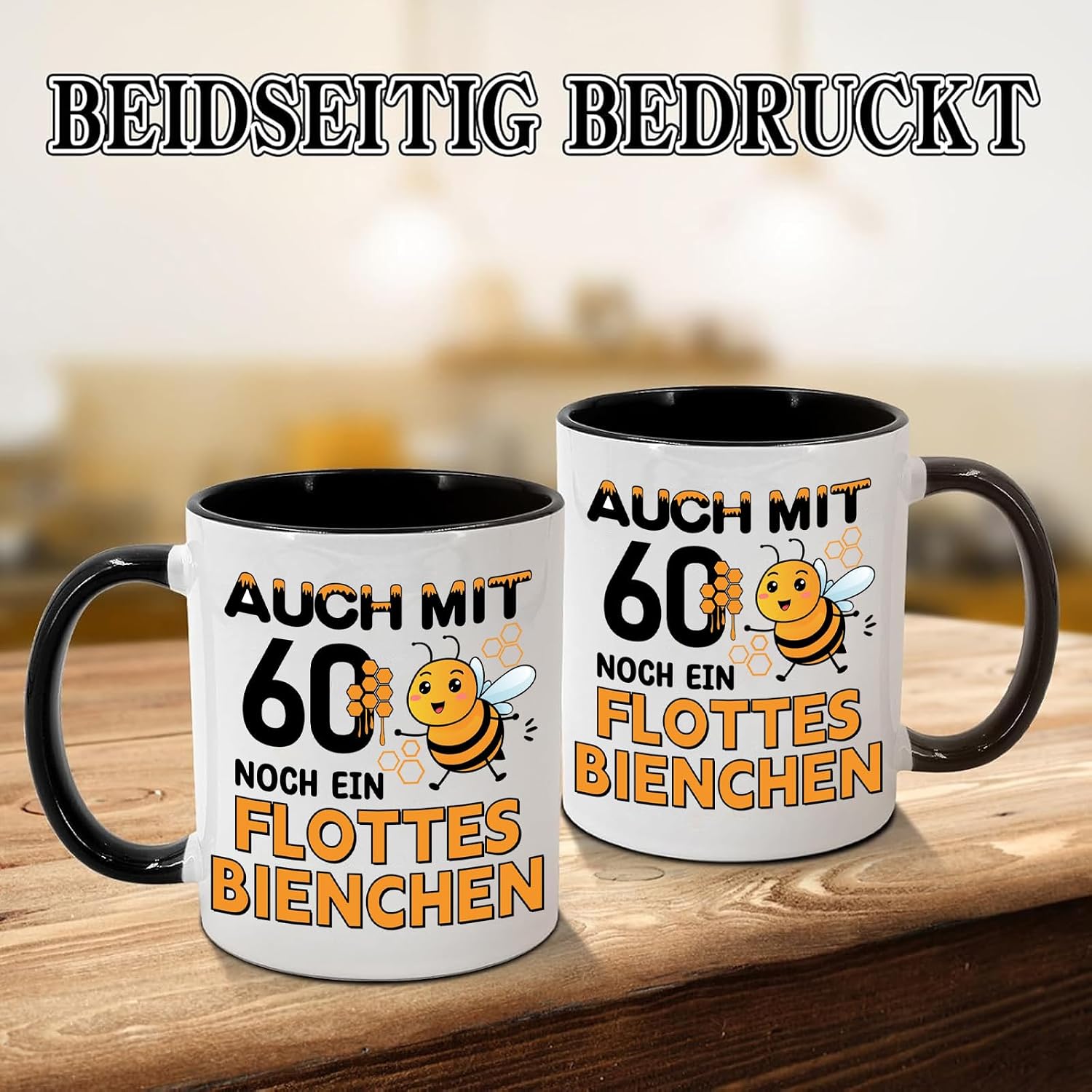 Gift 60th Birthday Women Mug with Saying Flottes Bienchen – Bild 3