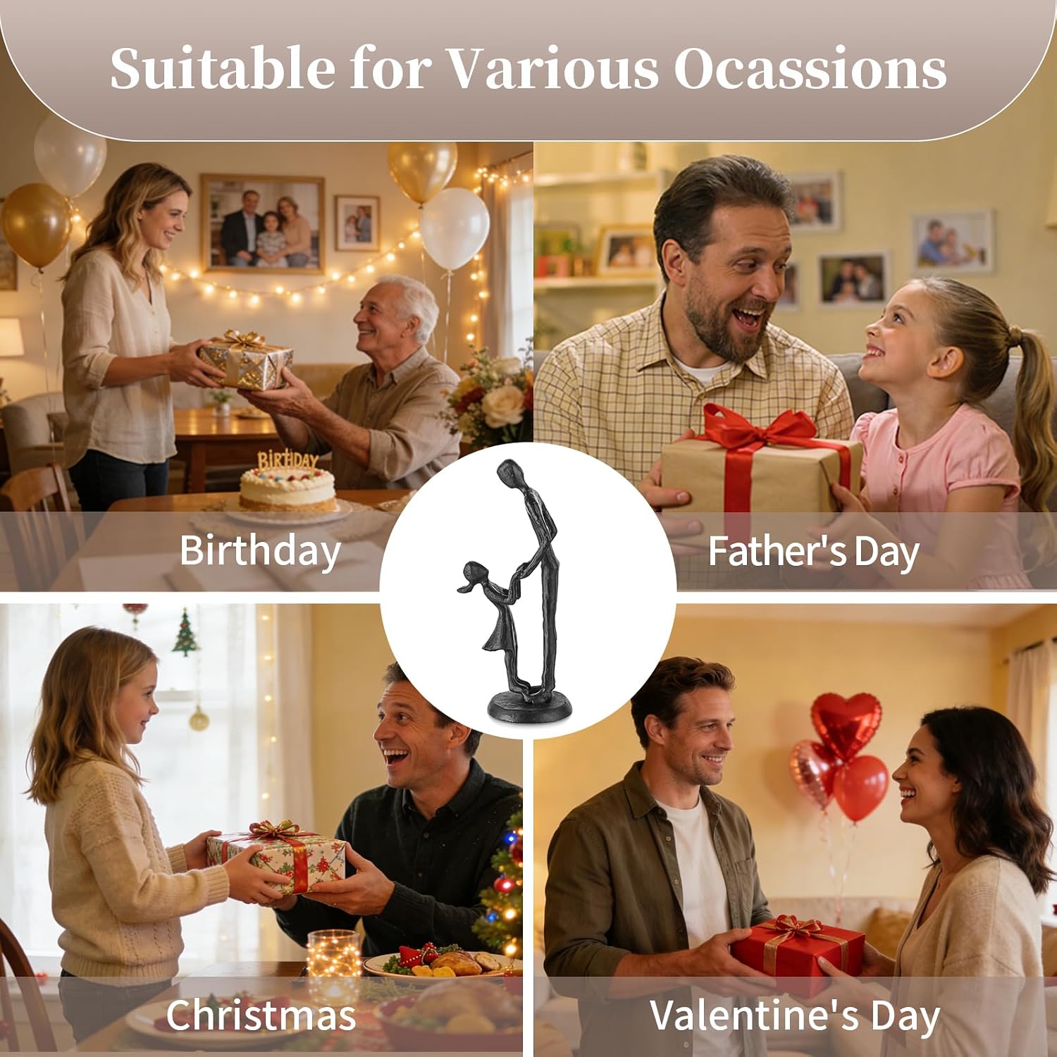 Sziqiqi Gift Dad Birthday from Daughter: Iron Father Daughter Figurine – Bild 6
