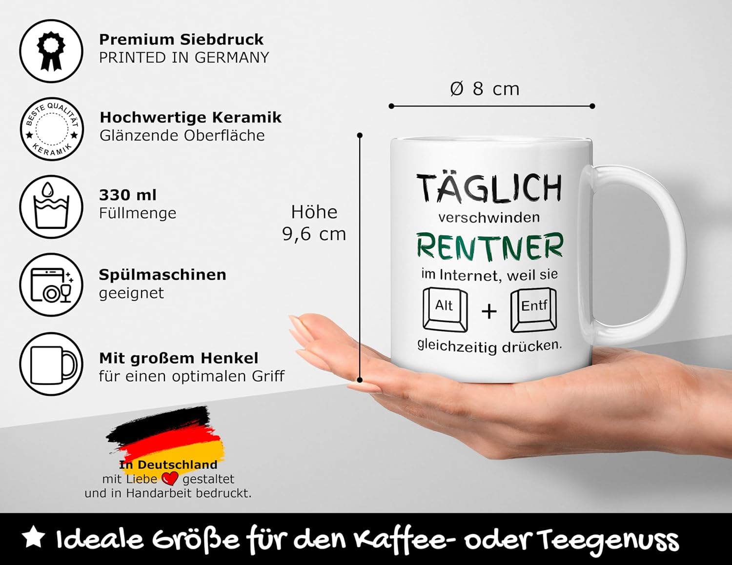 Pensioner Saying Retirement Pension Mug Retirement Pension Gift Retirement Start Job Funny (Rentner Alt Entf) Ceramic 330 ml – Bild 3