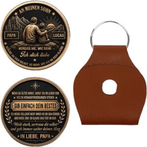 Pocket Hug Keyring Personalised - An Meinen Sohn, Vergiss Nie Wie Sehr Ich Dich Liebe - Gifts for Daughter Son Granddaughter Grandson Grandson from Mum and Dad / Grandma and Grandpa