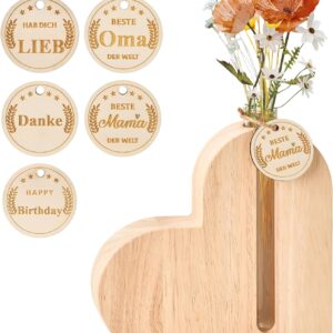 Mother's Day Gift for Mum, Wooden Heart Vase, Mother's Day Gift for Mum Grandma