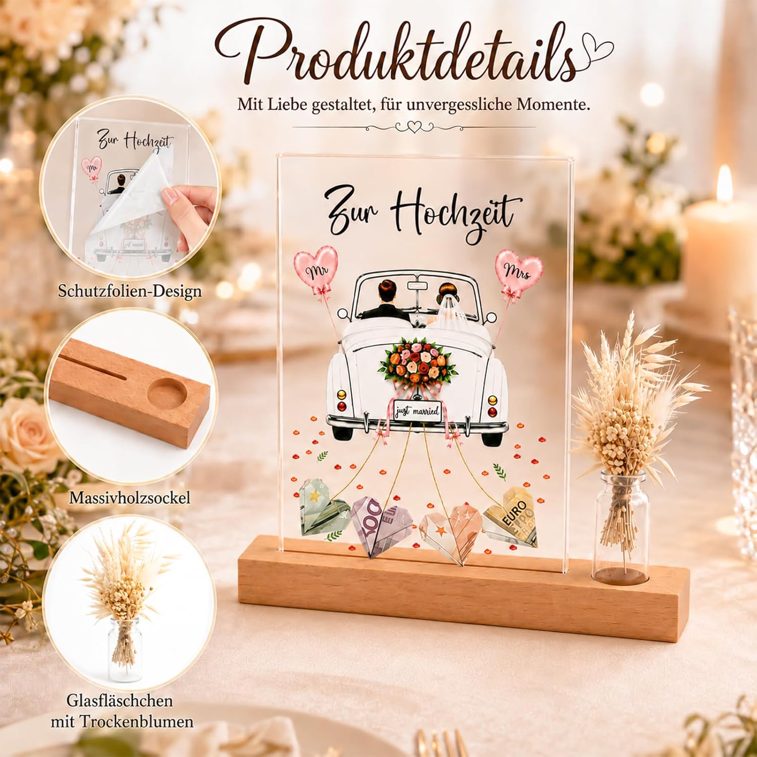 Personalised Wedding Money Gift Acrylic Gifts for Bride and Groom – Bild 3