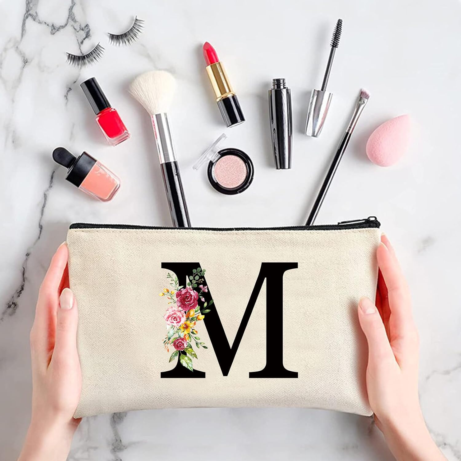 Cotton Bag Personalised with Name, Women's Initials Canvas Gift Tote Bag and Cosmetic Bag for Women Girlfriend Mum Sisters Wife Birthday, Valentine's Day, Mother's Day Bag (S) – Bild 8