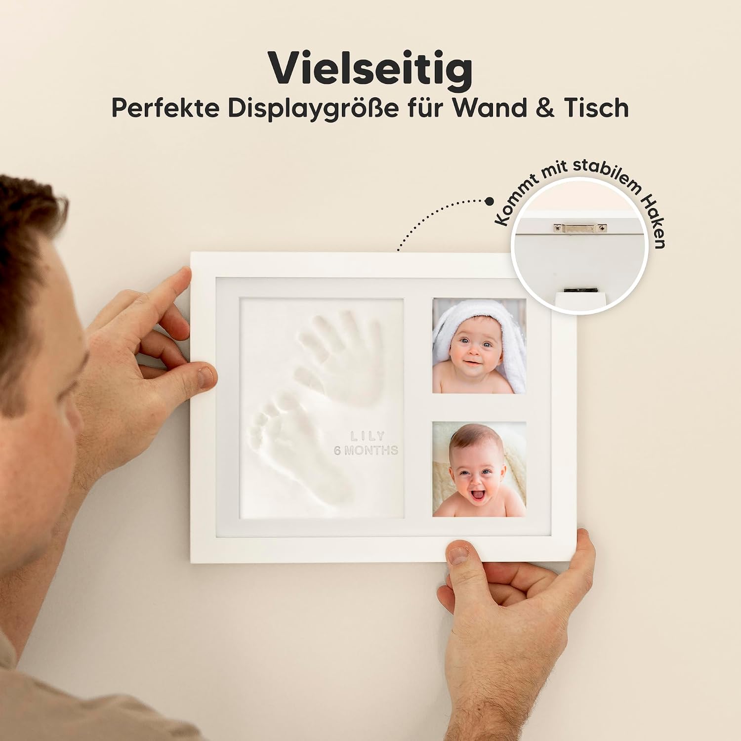 Baby Handprint Footprint Keepsake Kit - Baby Prints Photo Frame for Newborns - Baby Nursery Memory Art Kit Frame Boys Girls - Perfect Baby Registry Gift Box – Bild 6