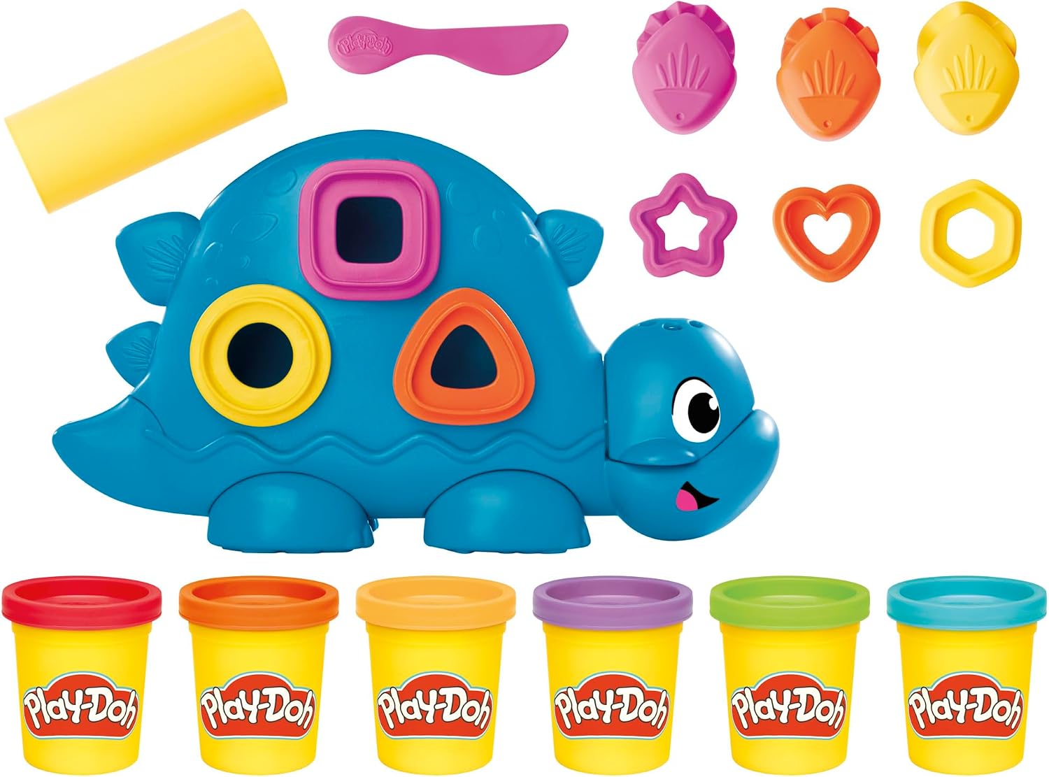 Play-Doh Colourful Dino Dinosaur Toy with Shapes and Tools, Craft Mat and 6 Colourful Tin of Clay, Craft Set and Activity for Girls and Boys and Fans of Dinos from 2 Years – Bild 13