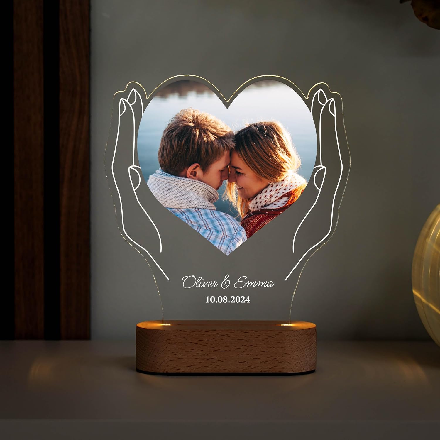 Geschenkfreude Personalised Picture with Photo and Text - Personalised Valentine's Day Gifts for Men and Women - Couple Gifts - Boyfriend and Girlfriend - Illuminated Picture Frame LED Acrylic – Bild 8
