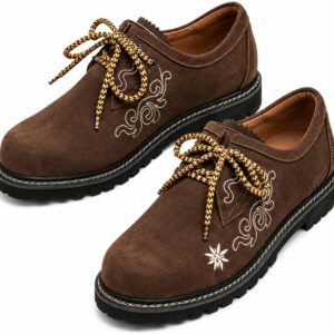 Men’s traditional shoes – Flock leather Haferl shoes fit traditional design for traditional costumes festivities leather shoes leather sole lace-up shoes dance shoes 38-48 / EU 38-48