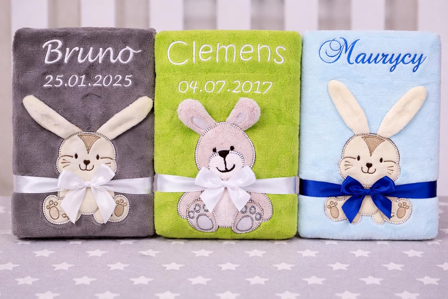 BotoBaby ★ Personalised Baby Blanket with Name & Date Embroidered Birth, Christening, Baby Shower & More ★ 75 x 100 cm ★ (75 x 100 cm + Personalisation) – Bild 7