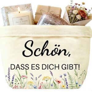 Schön Dass es Dich Gibt Gift Basket to Fill Yourself Gift Bag Gifts for Women Girlfriend Best Friend Gifts for Birthday Wedding Anniversary Christmas