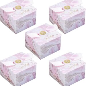 Gift Boxes with Ribbons, Pack of 50 Candy Gift Boxes, Candy Gift Box, Small, Candy Box Wedding, Candy Box for Party, Wedding, Christmas, Halloween, Birthdays (Pink)