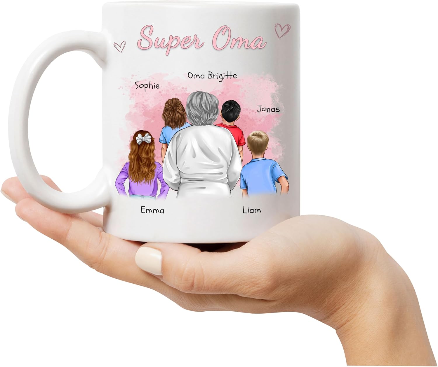 Kiddle-Design Grandma Mug Personalised 4 Grandchildren Mother's Day Gift Birthday Gift – Gift Grandma with Granddaughter Grandson – Best Grandma in the World – Bild 4