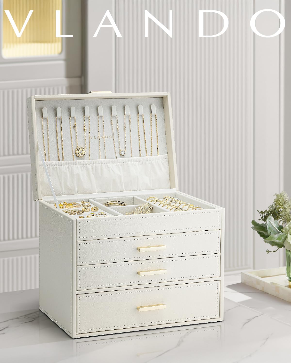 VLANDO Large Jewellery Box with 4 Levels, Room Decoration – Bild 2