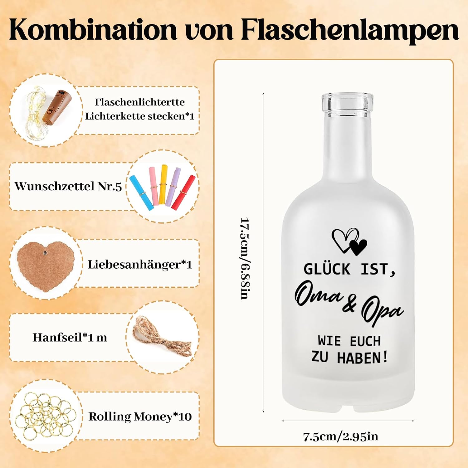 Grandma and Grandpa Gift Birthday LED Bottle Light – Bild 2