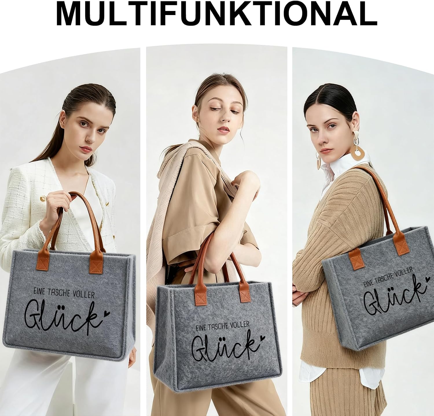 Ysound Gifts Women Felt Bag, Felt Shopper Bag for Woman Man – Bild 5