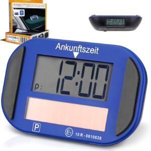 Technaxx Electronic Solar Parking Disc TX-337 – KBA Licensed – With Motion Sensor, Solar Panel, Automatic Parking Time Setting, 2 Displays, Replacement Adhesive Pads – Digital Car Parking Meter