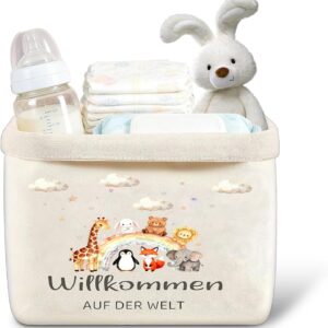 Changing Table Organiser Basket, Baby Gifts Nappy Bag, Baby Gifts for Birth Boy and Girl, Newborn Gift Storage Basket, Baby Shower Gift, Christening Gift, Nappy Cakes