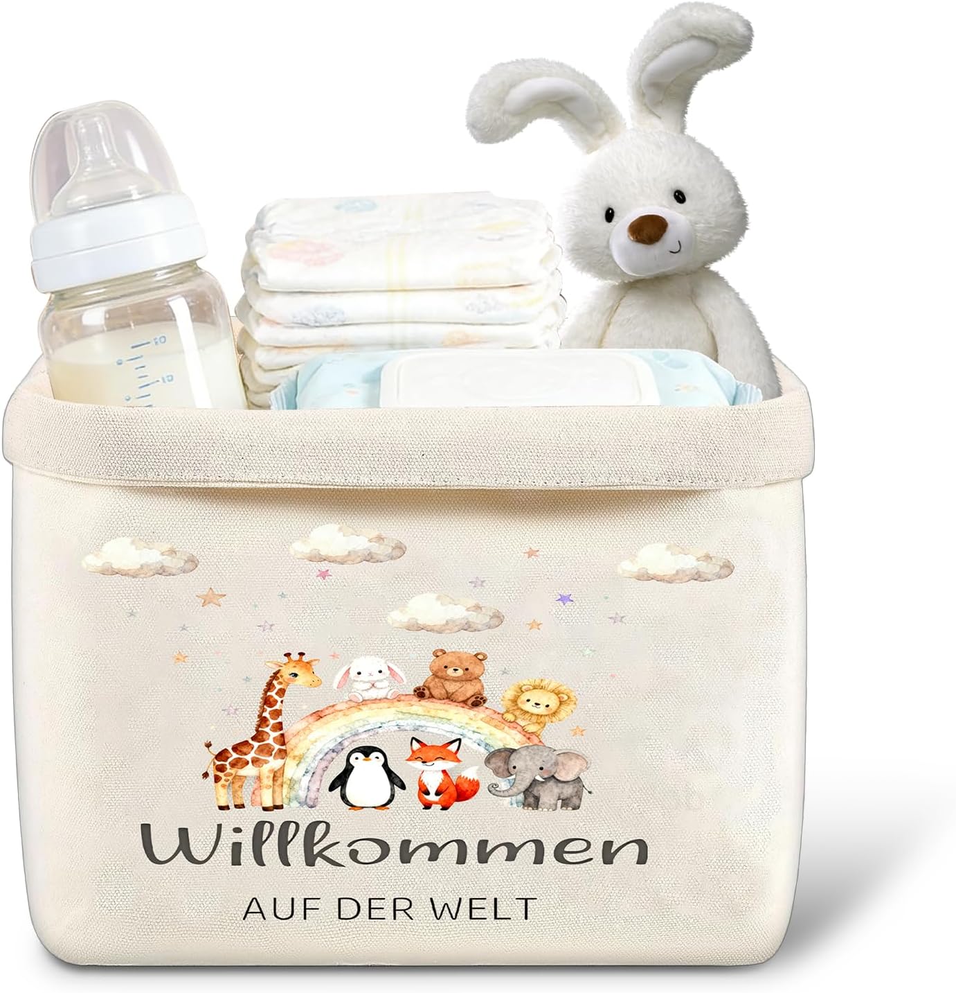 Changing Table Organiser Basket, Baby Gifts Nappy Bag, Baby Gifts for Birth Boy and Girl, Newborn Gift Storage Basket, Baby Shower Gift, Christening Gift, Nappy Cakes