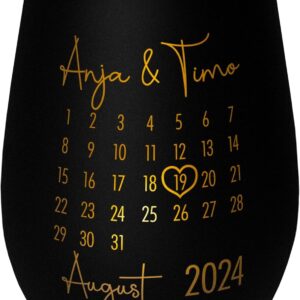 Glass Lantern „Calendar“ Personalised – Elegant Gift with Engraving – for Him and Her – Anniversary Engagement Wedding Anniversary Gift – Black/Gold