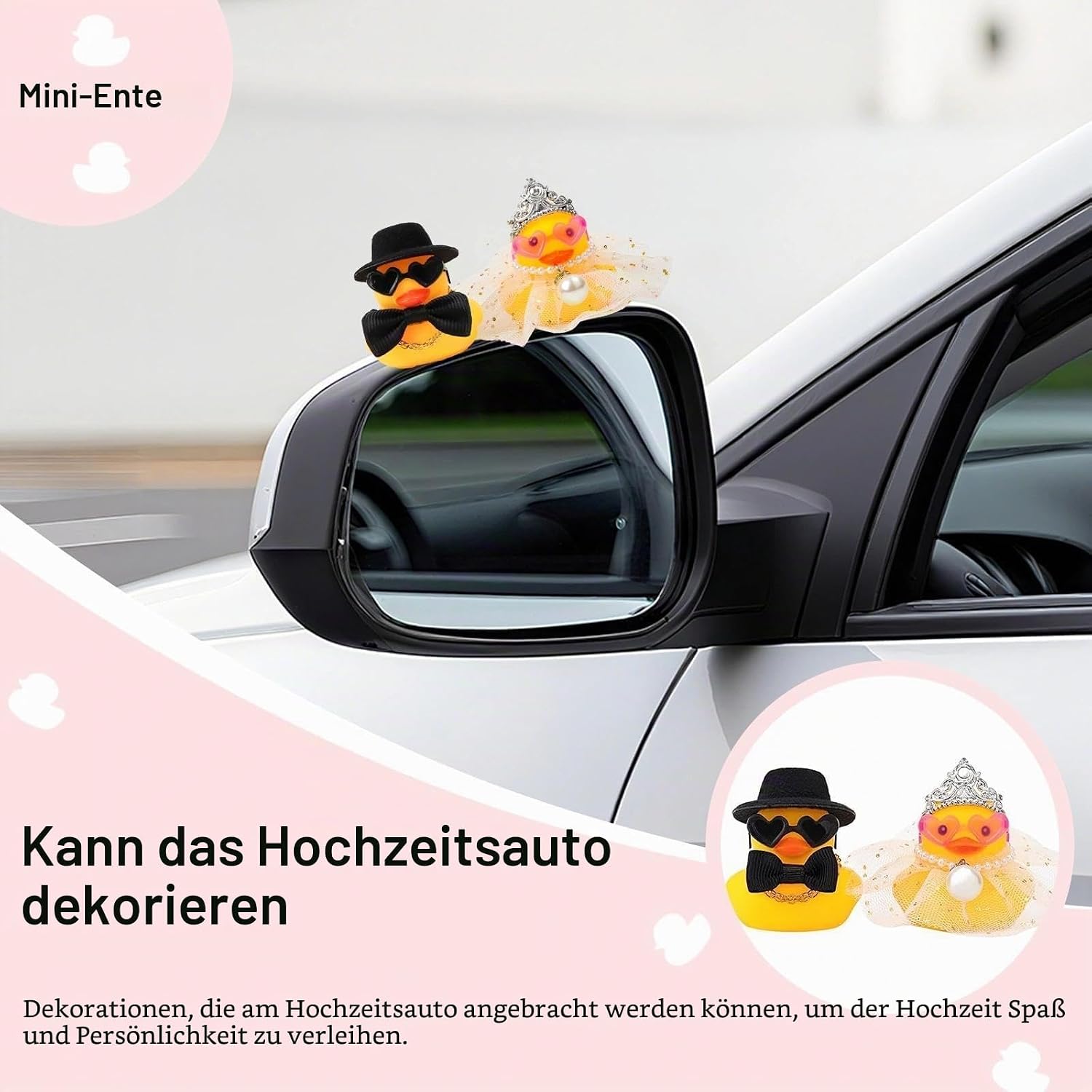 AKONE Pack of 2 Squeaky Duck Wedding Couple, Wedding Gifts for Newlyweds, Funny Couple Rubber Duck, Mini Bride and Groom Duck for Ceremony, Wedding Blessing, Wedding Gift – Bild 3