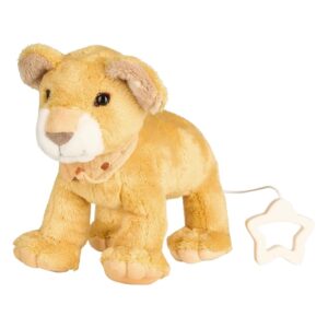 Sterntaler Music Box M Lion Leo - Made of Soft Fabric - Removable Musical Mechanism - Melody: Sandman, Dear Sandman, Practical Star Handle - Sleep Aid - Gift, from Birth, Matte Yellow