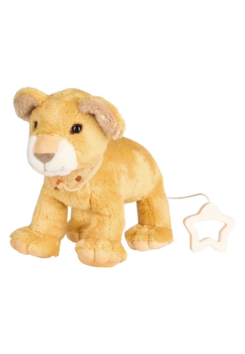 Sterntaler Music Box M Lion Leo - Made of Soft Fabric - Removable Musical Mechanism - Melody: Sandman, Dear Sandman, Practical Star Handle - Sleep Aid - Gift, from Birth, Matte Yellow
