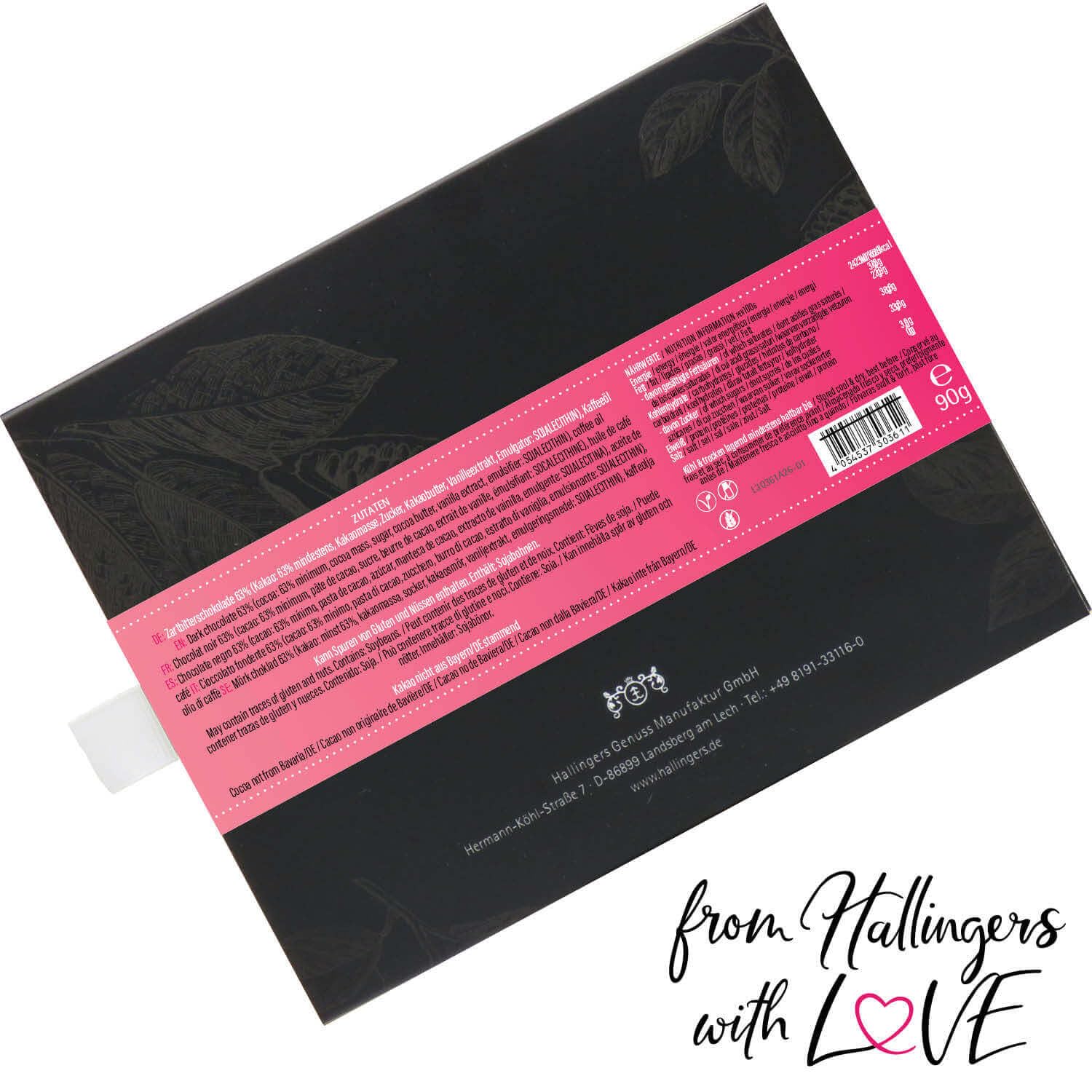 Hallingers Genuss Manufaktur Vegan Chocolate Mother's Day Gift - Bar Made of Handmade Fine Cocoa without Alcohol Elegant Cardboard "Für Oma" Coffee Gift Idea for Mum Grandma – Bild 5