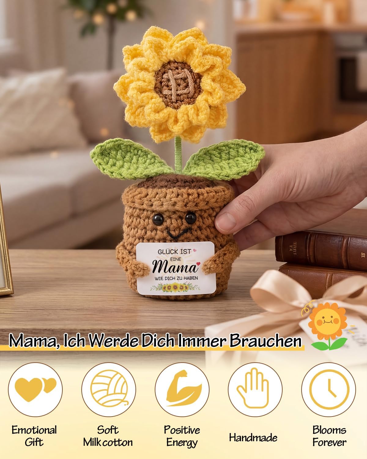 Gifts for Mum - Sunflower Crochet Doll, Mother's Day Christmas – Bild 6