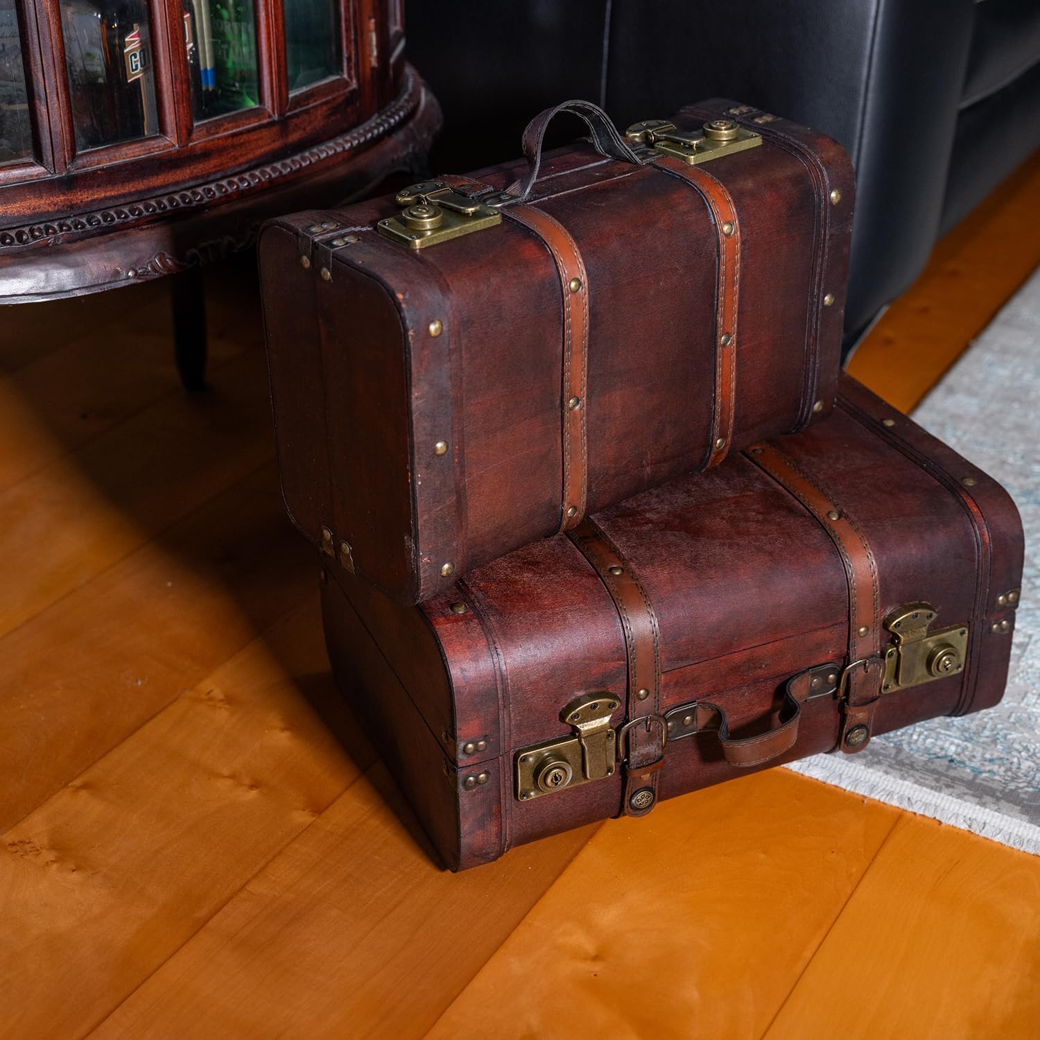 HMF 6412-145 Wooden Treasure Chest Vintage Suitcase, 45 x 30.5 x 20 cm, Large, Peru – Bild 8