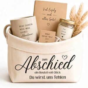 Farewell Gift Colleague Job Change Gift Basket 37 x 25 x 15 cm, New Job Gifts Bread Basket, Farewell Colleague Gift, Storage Basket for Office, Start of Training Gift for Colleague