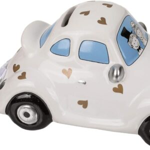 Out of the blue Ceramic Money Box Wedding Car with Lock/Dimensions: 8 x
