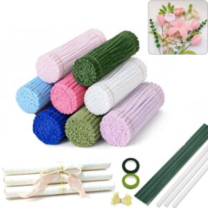 Pipe Cleaner Flower Set, 800 Pieces DIY Flower Craft Set, 8 Colours Pipe Cleaners with Flower Wire & Accessories, Creative Bouquets Crafts