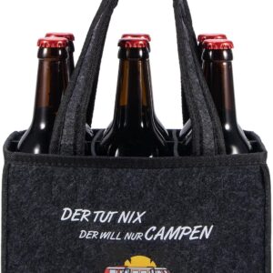 Funny Camping Gifts for Men, Personalised Motorhome Caravan Gift, Men’s Handbag Beer, Camping Gadgets, Travel Accessories, with Saying „Der Tut Nix, Der Will NUR CAMPEN