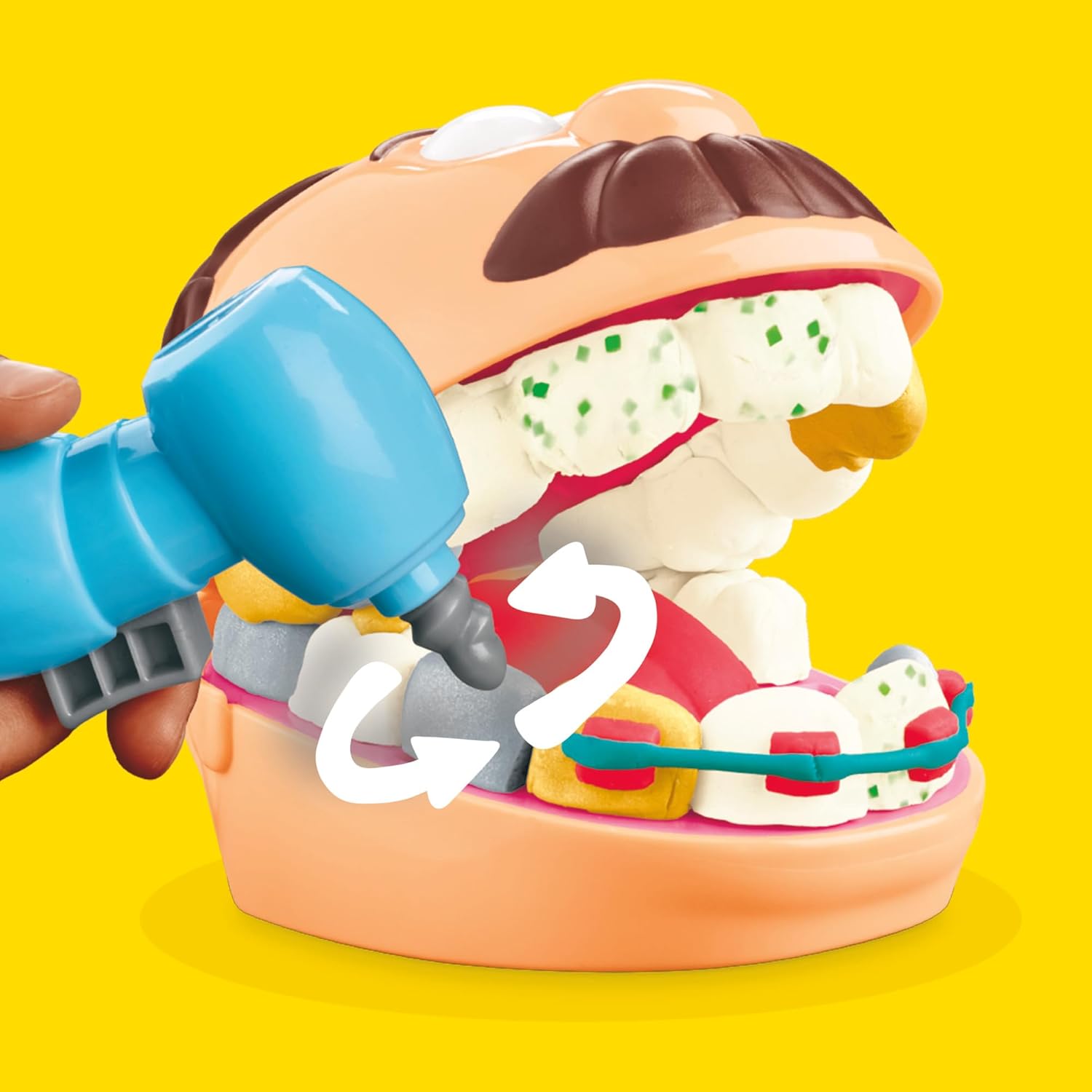 Play-Doh Dentist Dr. Drill ‘n Fill Toy Set for Children Aged 3+ with Caries Clay and Metal Coloured Clay, 10 Modelling Tools, 8 x 56g Tubs – Bild 8