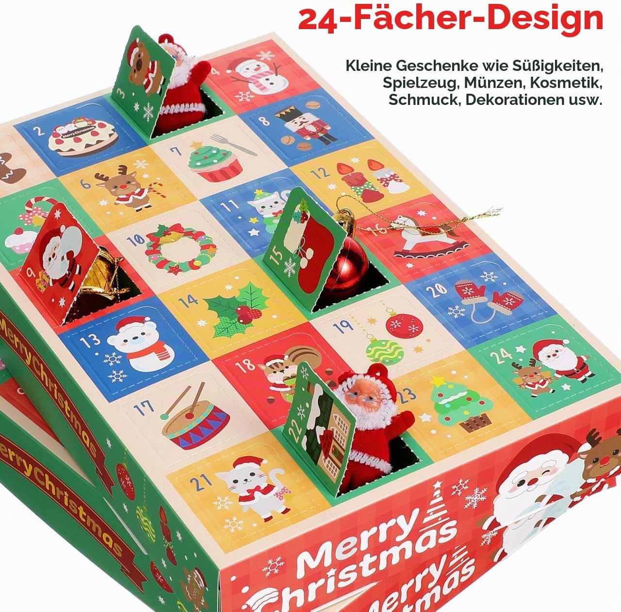 Cabilock Pack of 5 Advent Calendar Gift Boxes Empty Paper Boxes for Christmas to Fill with Sweets and Small Surprises Pretty for Parties and Celebrations – Bild 5