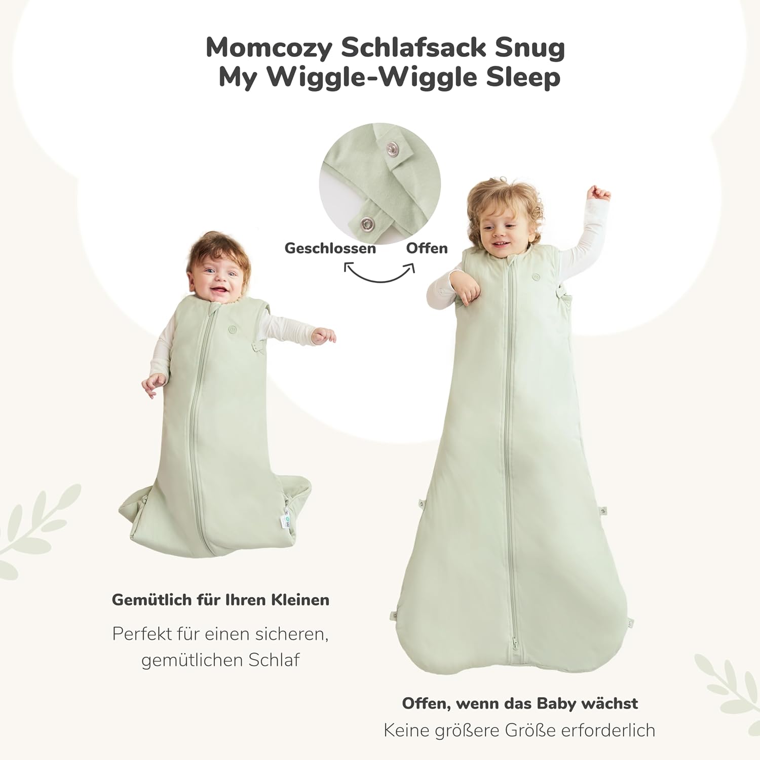 Momcozy Baby Sleeping Bag 1.5 Tog Cloud Soft Bamboo with 1.5 Tog, Portable Blanket with Supportive Plush Stuffing, Two-Way Zip for Easy Nappy Changing – Bild 5