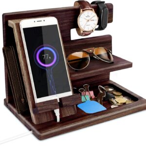 Gifts for Men, Wooden Phone Docking Station, Watches, Wallets, Bedside Organiser Gift Husband, Gift for Him, Father, Brother, Christmas, Anniversary, Birthday Gift for Men, Dad Gifts
