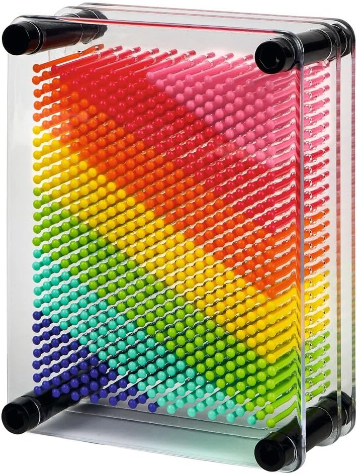 moses. 3D Nail Pictures Rainbow Pin Art, Nail Board for Children in Rainbow Colours, Retro Game with Plastic Nails, Includes Flash and Star Stencils for Impressive 3D Sculptures, Medium – Bild 2