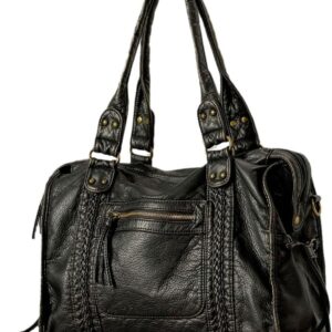 Vintage City Bag Women’s PU Leather Handbag Large Shopper Bag Hobo Bag Shoulder Bag Work Bag Plain Leather Carry Bag for Women for Work School Travel