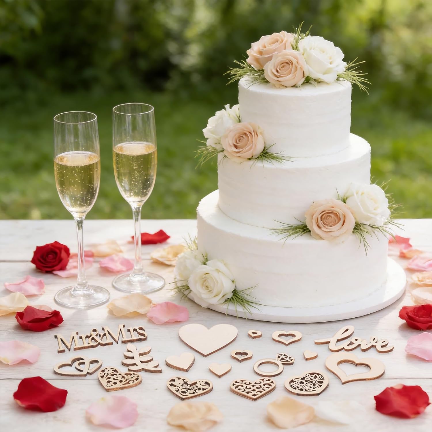 Pack of 398 Wooden Wedding Table Decoration Wooden Hearts – Bild 7
