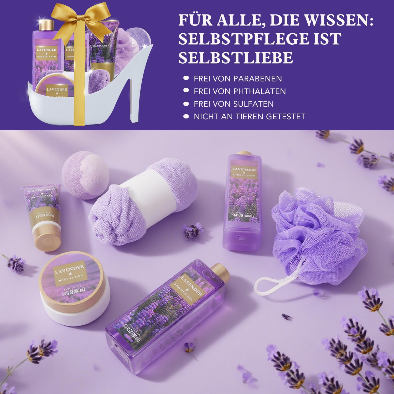 SPA LUXETIQUE Wellness Set 8-Piece – Gifts for Women Lavender Fragrance – Bild 4