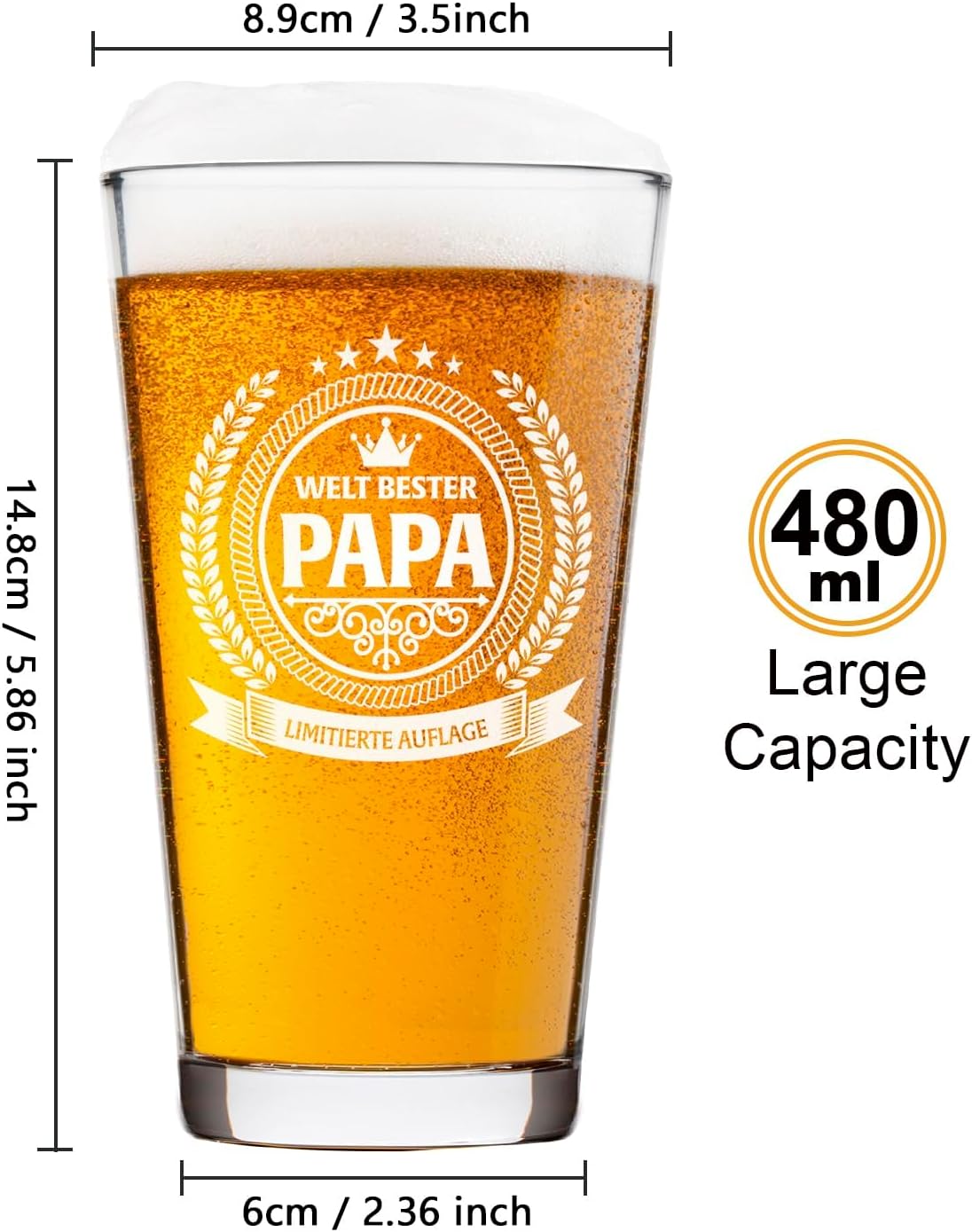 LIGHTEN LIFE Dad Gifts, Dad Beer Glass in Barrel Box, Father's Day Gift, Father's Day Gift, Birthday Gift – Bild 2