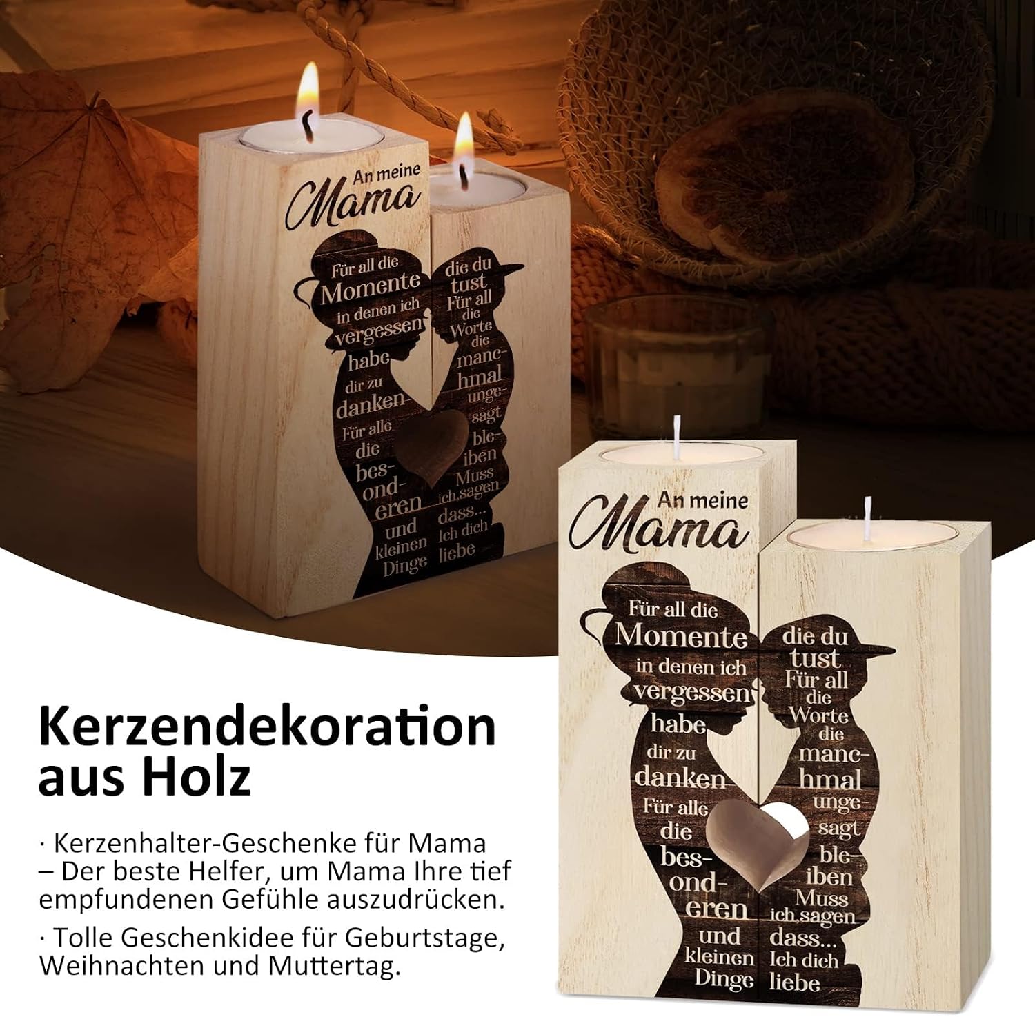Vetbuosa Mother's Day and Birthday Gifts for Mum from Son, Candle Holder – Bild 3