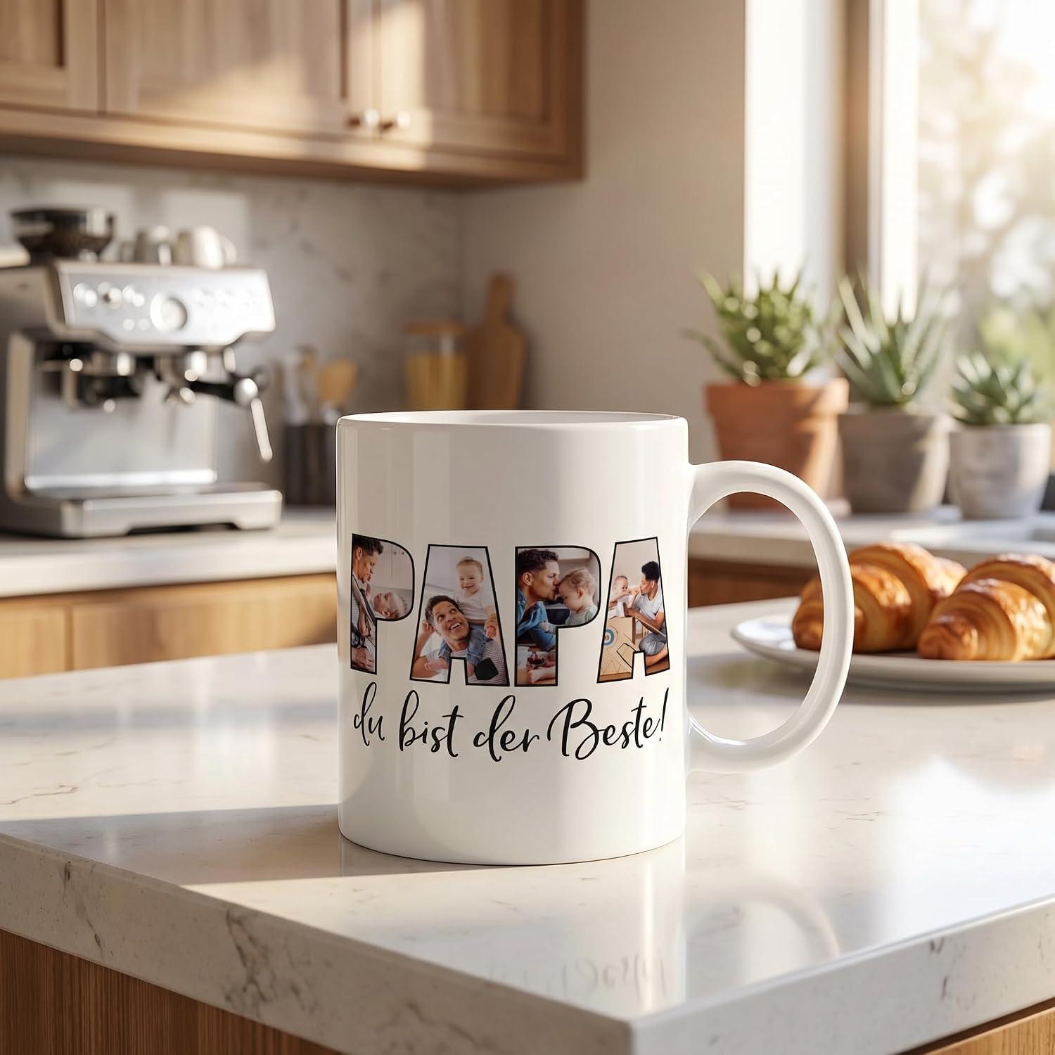 Herz & Heim Best Dad Mug Personalised Creative Photo Mug with 4 Own Pictures for the Best Dad Easy Design Gift Father Birthday – Bild 5