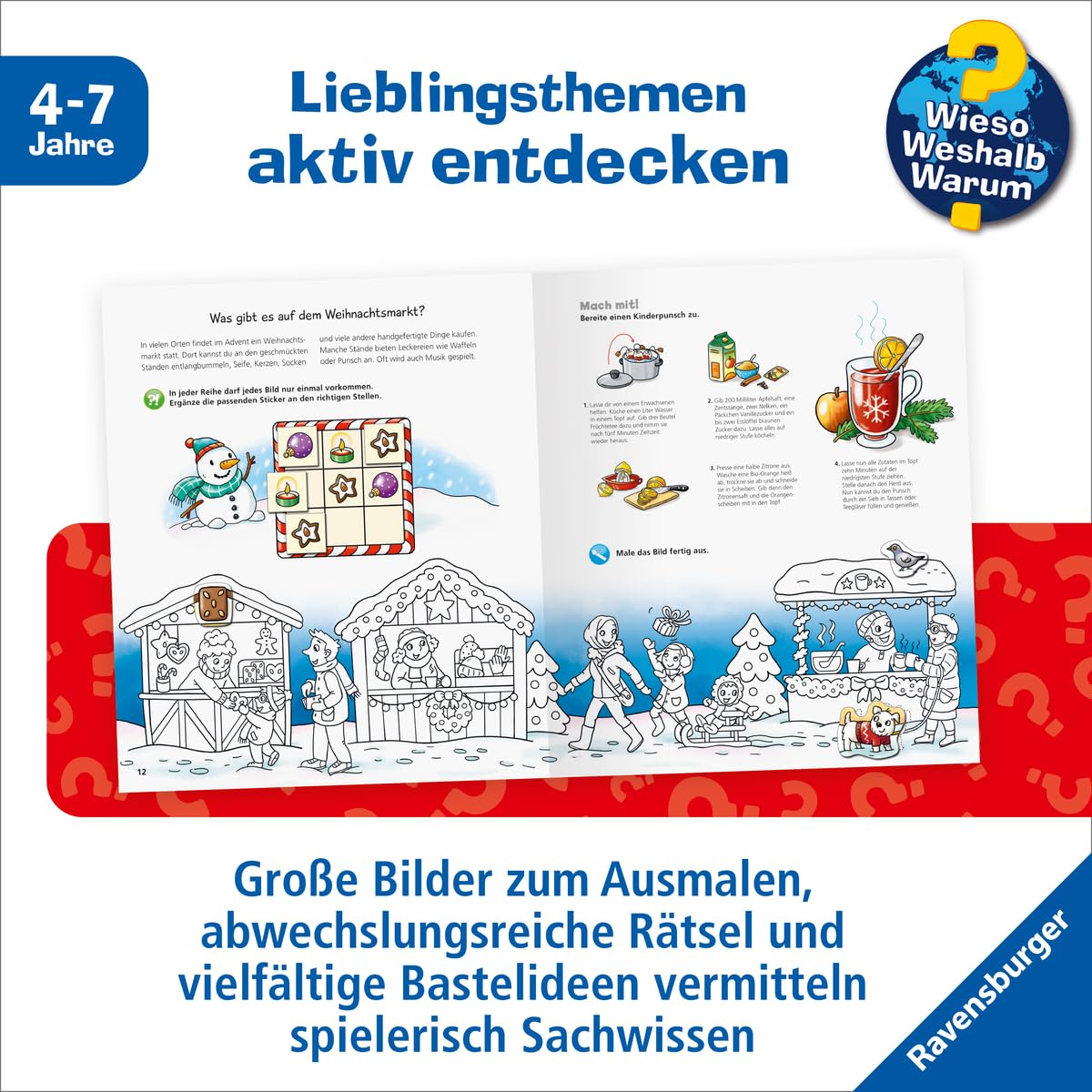 Wieso? Weshalb? Warum? aktiv-Heft - Weihnachten (Malen, rätseln, basteln ab 4 Jahre - mit Stickern und Bastelbogen) – Bild 4