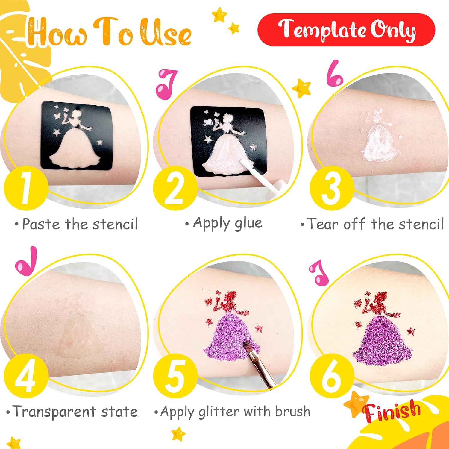 Skin Glue for Glitter Tattoos, 10 ml x 2 Glitter Glue, Odourless and – Bild 6