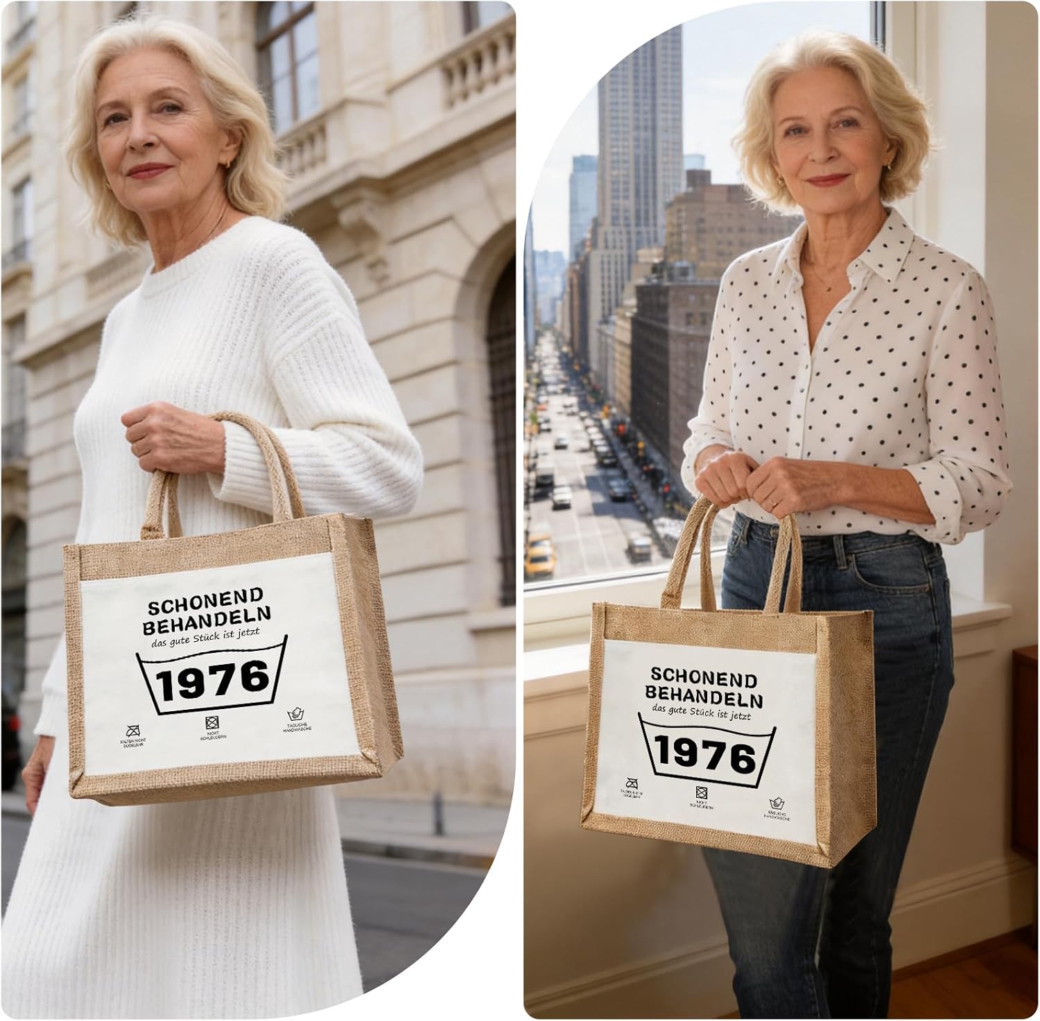 Jute Bag, Birthday Gift for 50th 60th Women, Jute Sack Sustainable Shopping, Gift for Women, Mother, Girlfriend, Colleague, Reusable Educator – Bild 2