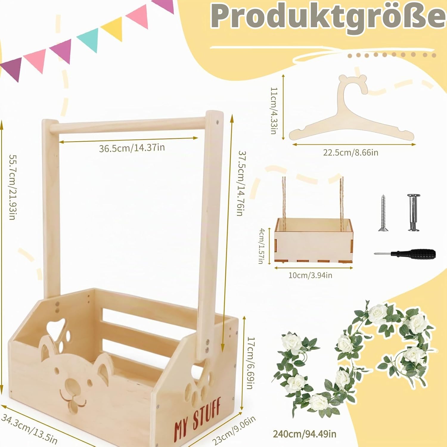 Baby Gift Basket for Birth with Hanger & Decoration for Gifts – Bild 5
